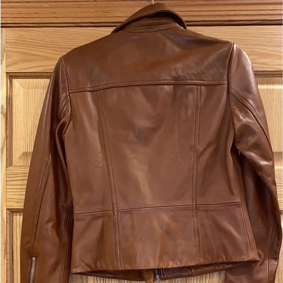REISS Blair Leather Biker Jacket - Picture 3 of 12